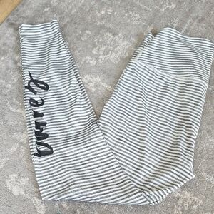 Beyond Yoga Black and White Striped Leggings